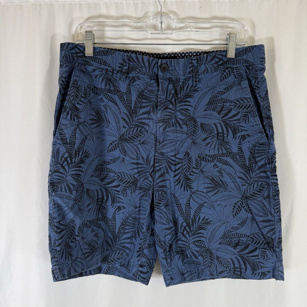 Banana Republic Aiden Fit Shorts Men's 32 Blue Floral Cotton Blend Flat Front